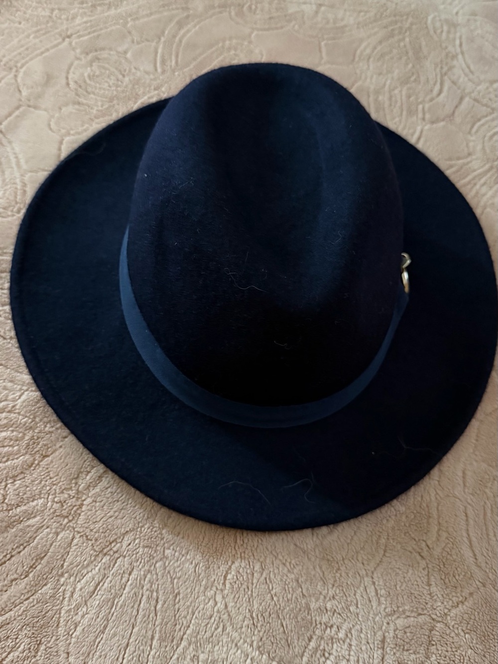 Banana Republic Black Felt Fedora Hat with Ribbon Band